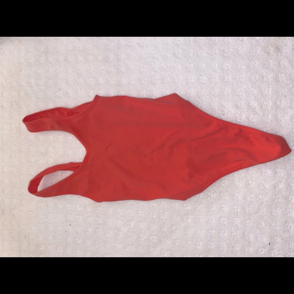 Coral ribbed body suit